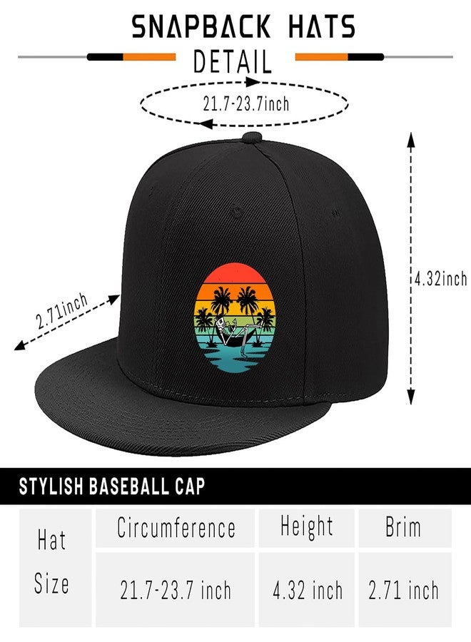 viofre Mens Hat Flat Bill Hats for Men Snapback Hats Fitted Hat for Men Black Baseball Cap for Mens Women Trucker Cap Summer Travel Outdoor Beach Workout Accessories Sun Caps Adjustable Hip Hop Cool Caps - Image 2